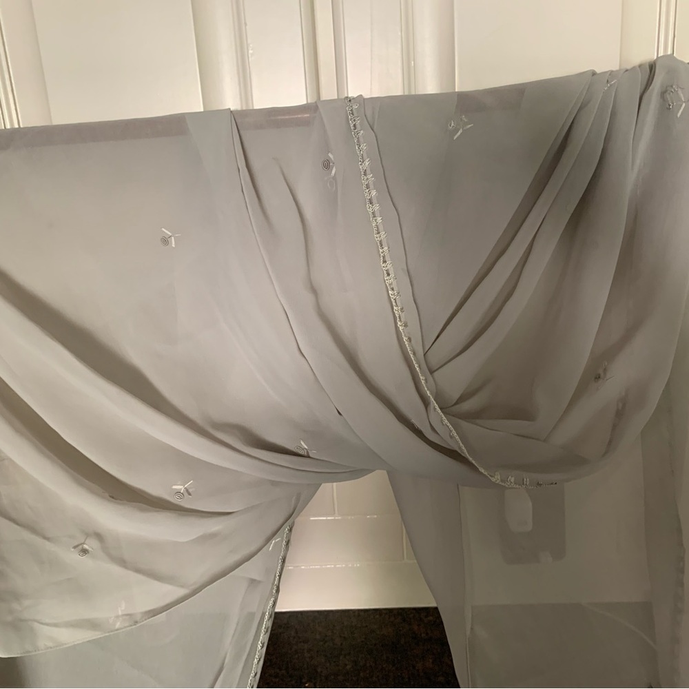 One Pair of Window Scarves Embroidered Polyester Double Georgette Like 40”x 219”